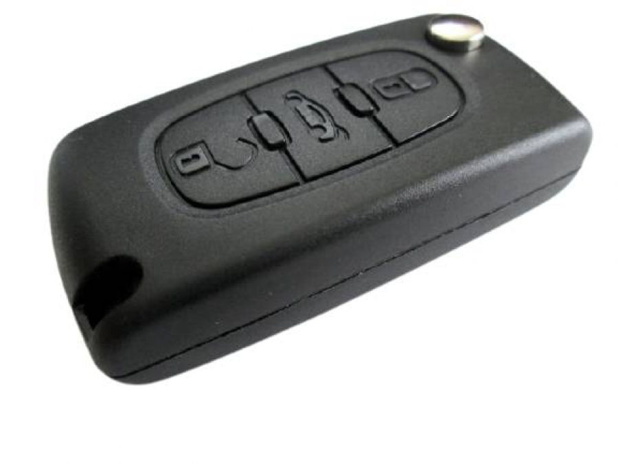 Автомобилен ключ с три бутона сгъваем за Peugeot 407 комплект